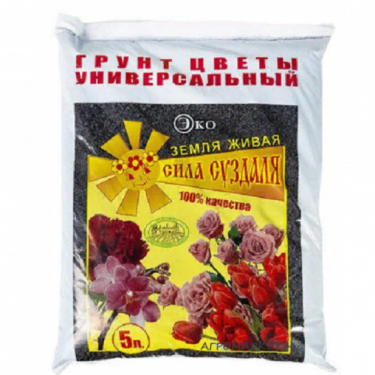 Питательный грунт Сила суздаля цветы 5л - для крепких и здоровых растений Питательный грунт Сила суздаля цветы 5л - для крепких и здоровых растений